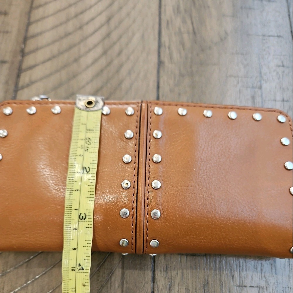 Vintage Michael Kors Astor Brown Studded Leather Wallet Edgy Rock Luxe Timeless - Picture 15 of 16